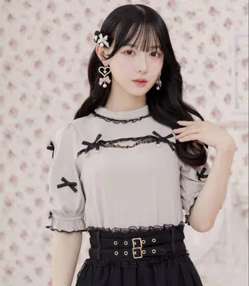 ROJITA 로지타 데콜테 리본 골지 탑