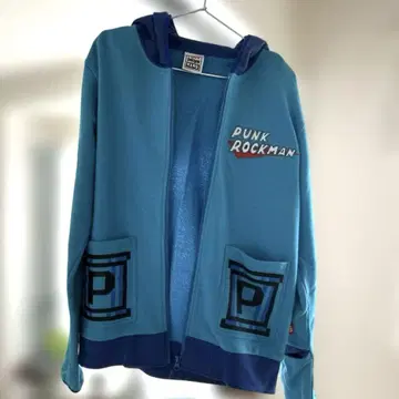 PUNK ROCKMAN 후드 부착 후드티 파랑