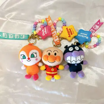 호빵맨 봉제 인형 스트랩 3개 세트