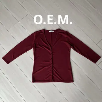 O.E.M. 버건디 7부 소매 가디건 겉옷 차양 일본제 M