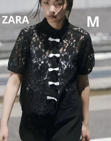 ZARA 자라 리본 레이스 셔츠, 미사용 새상품