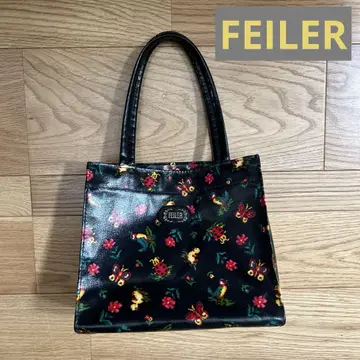 FEILER 꽃무늬 미니 토트백 블랙 비닐 하이디