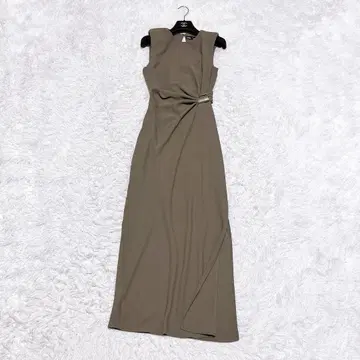 ZARA 드레이프 미디 드레스 원피스 롱 맥시 카키 타이트