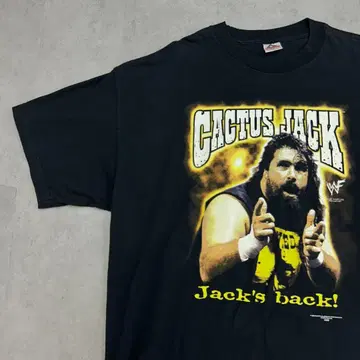 초레어 00s WWE CACTUS JACK 티셔츠 구제 의류 블랙 2XL