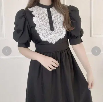 melume maki 시마무라 프론트 레이스 블랙 원피스 LL 사이즈