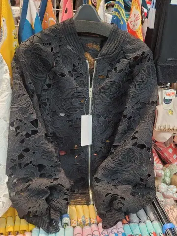 한정판 SALE 새상품 2중 레이스 블루종 시스루 블루종 꽃 자수 블루종