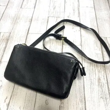 블랙 인조 가죽 사코슈 지갑이 달린 숄더백