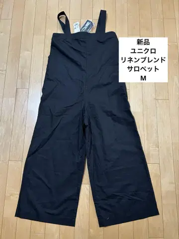 새상품 유니클로 린넨 블렌드 살로펫 M 블랙