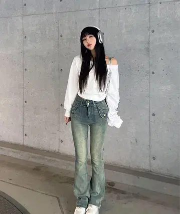 ZOZOTOWN 완판/ 하이웨스트 워시 컬러 데님 [RL]