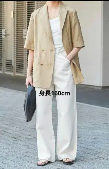 Spick and Span 베이지 하프 슬리브 자켓