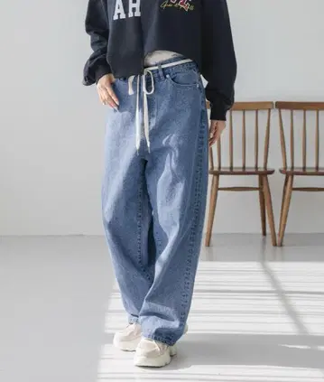 LOWRYS FARM 허리 끈 루즈 데님