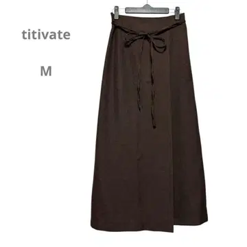 티티베이트 새상품급 프론트 턱 맥시 스커트 롱 끈 벨트 고급 M