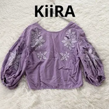 키이라 KiiRA 컷워크 블라우스 자수 자수 퍼플