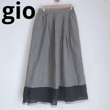 gio 플레어 스커트 종아리 기장 깅엄 체크 이소재 블랙 9