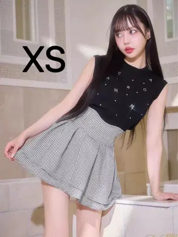 미셸 마카롱 슬림 레그 깅엄 체크 스커트 (이너 팬츠 포함) xs