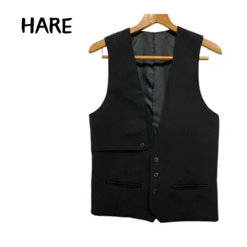 HARE 블랙 슬리브리스 베스트 베스트 노카라 베스트