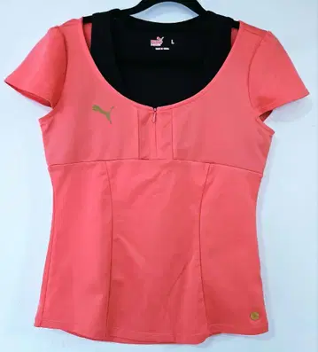 Puma 푸마 핑크 살몬 핑크 반팔 티셔츠 블랙 탱크탑 L 사이즈