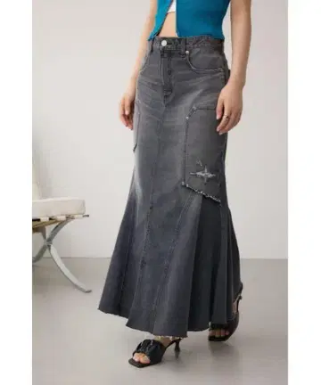 AZUL BY MOUSSY AZUL DENIM 데미지 머메이드 스커트