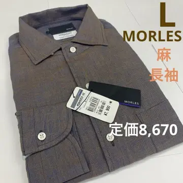 MORLES, 셔츠, L, 긴팔, 린넨, 빔즈와 아오야마 콜라보