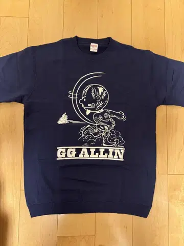 GG ALLIN 프린트 네이비 반팔 맨투맨 L