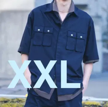 GU rokh 네이비 유틸리티 셔츠  5부 소매 XXL