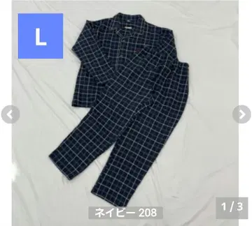 L POLO 체크 무늬 파자마 룸웨어 프론트 오픈 간호 입원