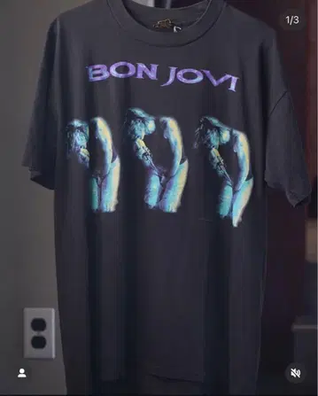 BON JOVI 티셔츠 L 블랙 브로컴 빈티지