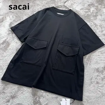 새상품 사카이 24SS 코튼 저지 티셔츠 블랙