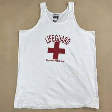 90s USA제 탱크탑 라이프 가드 빈티지 화이트 레어