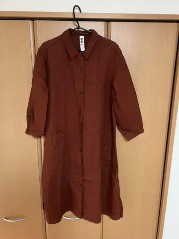 MHL. 브라운 셔츠 원피스 7부 소매