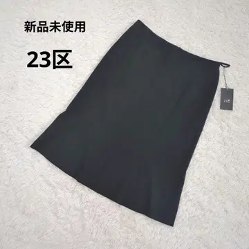 택 포함 미사용 새상품 23구 미디 스커트 블랙 검정 36S