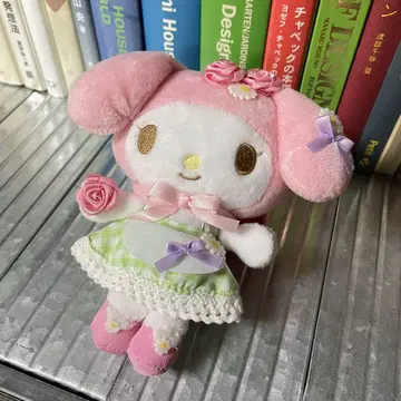 산리오 마이멜로디 봉제 인형 마스코트 키링 그린 플라워