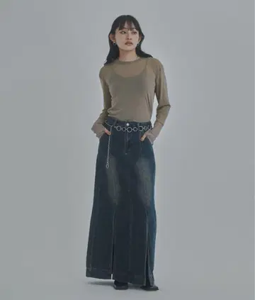 bita. 사이드 슬릿 데님 스커트