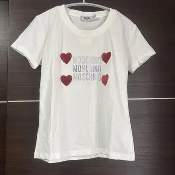 미사용 MOSCHINO 모스키노 스팽글 자수 반팔 티셔츠 화이트 M