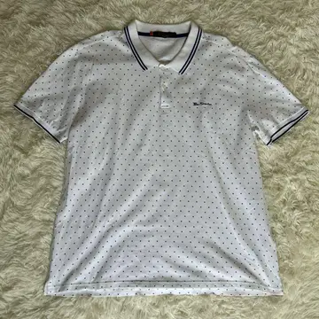 Ben Sherman 화이트 피케 셔츠 도트 무늬 빅 사이즈 XL 골프