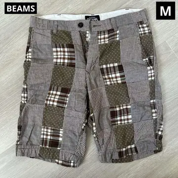 BEAMS 빔즈 남성용 숏 팬츠 M 하프 팬츠 패치워크