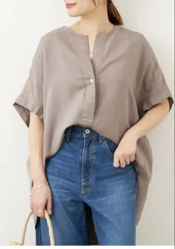 Journal Standard 레이온 린넨 노카라 블라우스