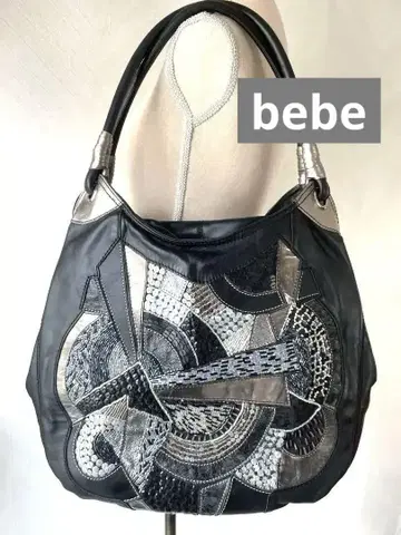 bebe 블랙 실버 가죽 숄더백