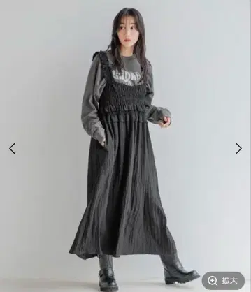 LOWRYSFARM 셔링 개더 원피스 블랙