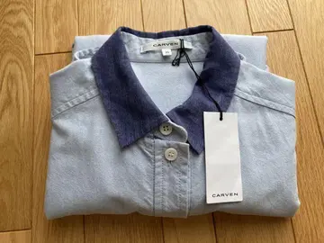 CARVEN 긴팔 셔츠 드레스 바이컬러 기욤 앙리