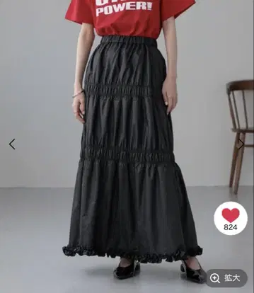 롤리즈팜 볼륨 셔링 스커트 블랙