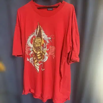 MR. big outfitters 호랑이 용 L 빨간색 티셔츠