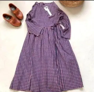 택 포함 새상품 ichi 이치 어른스러운 네이비 코디 체크 카슈쿨 원피스