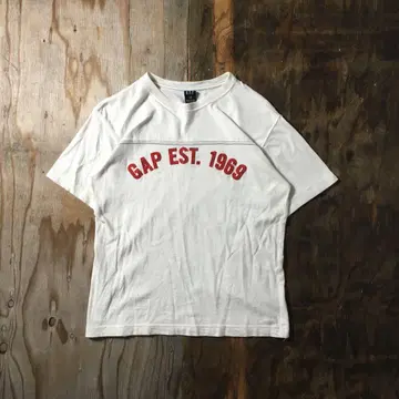 90s GAP 래글런 티셔츠 화이트 반팔 자수 VINTAGE 짧은 길이