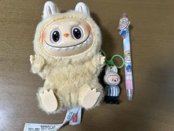 POP MART Labubu 라부부 봉제 인형 키링 볼펜 3종 세트