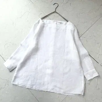 23구 블라우스 48 4XL 린넨 100% 화이트 풀오버