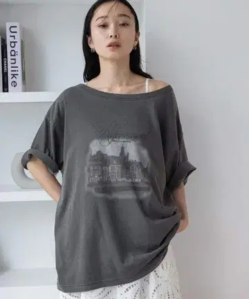JEANASIS 지나시스 landscape 보트넥 프린트 티셔츠