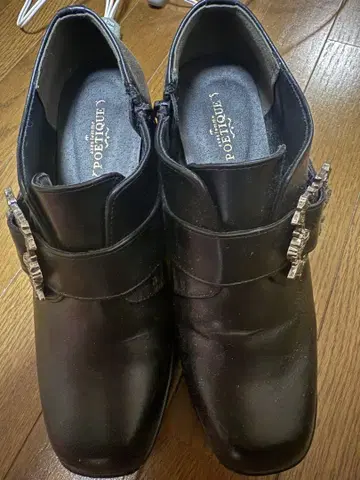 블랙 엔지니어 부츠 하이 힐 금속 버클