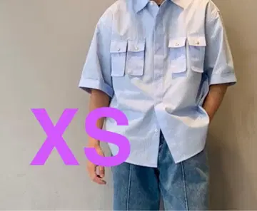 지유 rokh 블루 유틸리티 셔츠  5부 소매 XS