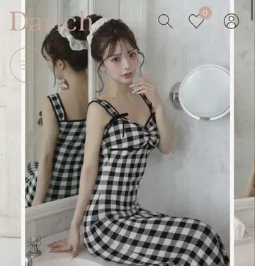 Darich 깅엄 자카드 니트 롱 원피스